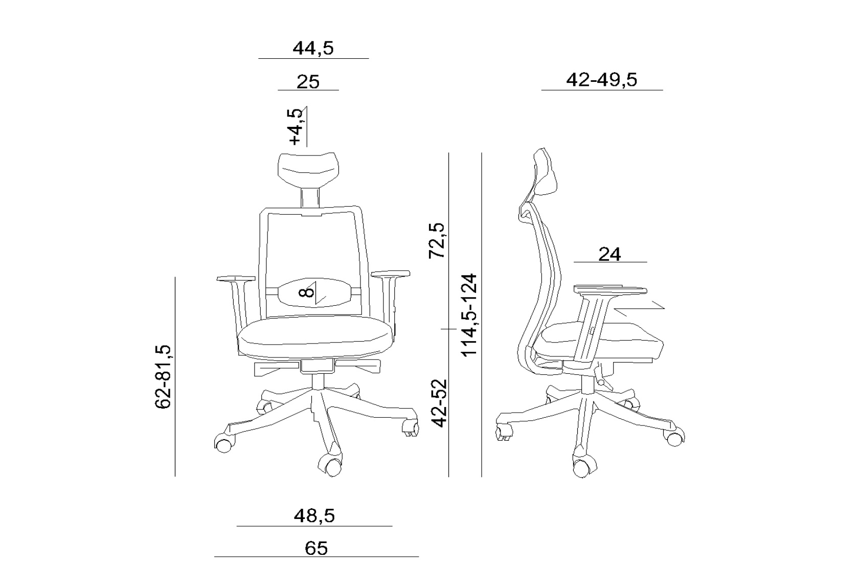 ergonomiczny fotel obrotowy anggun, fotele anggun wymiary